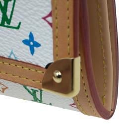 Louis Vuitton Beige Leather and White Monogram Multicolor Canvas Card Holder