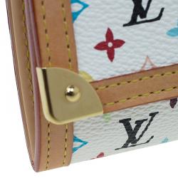 Louis Vuitton Beige Leather and White Monogram Multicolor Canvas Card Holder