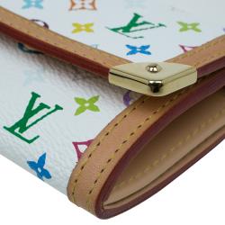 Louis Vuitton Beige Leather and White Monogram Multicolor Canvas Card Holder