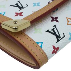 Louis Vuitton Beige Leather and White Monogram Multicolor Canvas Card Holder
