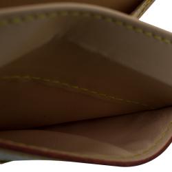 Louis Vuitton Beige Leather and White Monogram Multicolor Canvas Card Holder