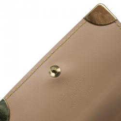 Louis Vuitton Beige Leather and White Monogram Multicolor Canvas Card Holder
