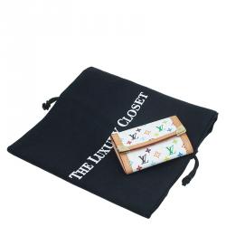 Louis Vuitton Beige Leather and White Monogram Multicolor Canvas Card Holder