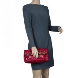 Pre Owned Louis Vuitton Red Monogram Leather My Deer Enigme Clutch