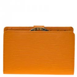 Pre Owned Louis Vuitton Orange Epi Leather French Purse 