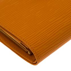 Pre Owned Louis Vuitton Orange Epi Leather French Purse 
