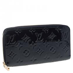 Pre Owned Louis Vuitton Navy Blue Monogram Vernis Zip Around Wallet