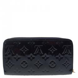 Pre Owned Louis Vuitton Navy Blue Monogram Vernis Zip Around Wallet