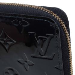 Pre Owned Louis Vuitton Navy Blue Monogram Vernis Zip Around Wallet