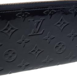 Pre Owned Louis Vuitton Navy Blue Monogram Vernis Zip Around Wallet