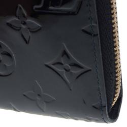 Pre Owned Louis Vuitton Navy Blue Monogram Vernis Zip Around Wallet
