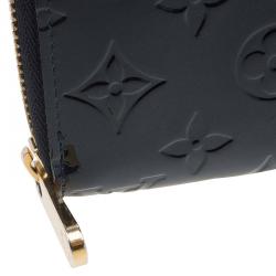 Pre Owned Louis Vuitton Navy Blue Monogram Vernis Zip Around Wallet