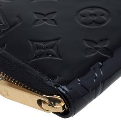 Pre Owned Louis Vuitton Navy Blue Monogram Vernis Zip Around Wallet