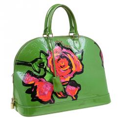 Pre Owned حقيبة لوي فيتون ألما أزهار ستيفن سبراوز إصدار محدود فيرنيه مونوغرامي خضراء GM