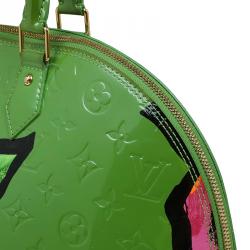 Pre Owned حقيبة لوي فيتون ألما أزهار ستيفن سبراوز إصدار محدود فيرنيه مونوغرامي خضراء GM
