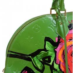 Pre Owned حقيبة لوي فيتون ألما أزهار ستيفن سبراوز إصدار محدود فيرنيه مونوغرامي خضراء GM