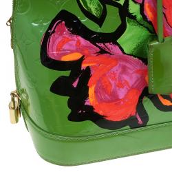 Pre Owned حقيبة لوي فيتون ألما أزهار ستيفن سبراوز إصدار محدود فيرنيه مونوغرامي خضراء GM