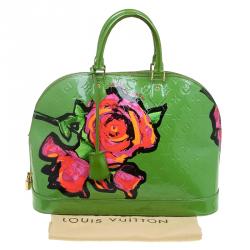 Pre Owned حقيبة لوي فيتون ألما أزهار ستيفن سبراوز إصدار محدود فيرنيه مونوغرامي خضراء GM