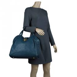 Pre Owned Louis Vuitton Marine Monogram Mahina Leather Cirrus MM Bag