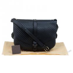 Pre Owned Louis Vuitton Black Flore Perforated Leather  Limited Edition Saumur Bag