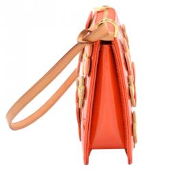 Pre Owned Louis Vuitton Orange Sunset Monogram Vernis Limited Edition Lexington Fleurs Pochette Accessoires