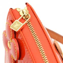 Pre Owned Louis Vuitton Orange Sunset Monogram Vernis Limited Edition Lexington Fleurs Pochette Accessoires