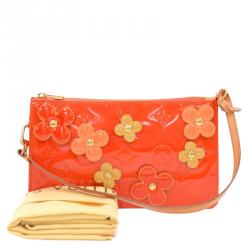 Pre Owned Louis Vuitton Orange Sunset Monogram Vernis Limited Edition Lexington Fleurs Pochette Accessoires
