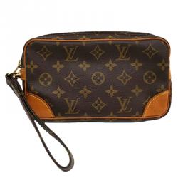 Louis+Vuitton+Marly+Dragonne+Clutch+PM+Brown+Leather for sale