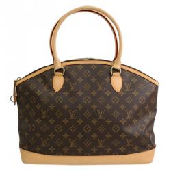 Louis Vuitton Lockit Handbag Monogram Canvas Horizontal Brown