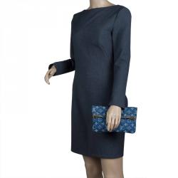 Louis Vuitton blue denim clutch pochette bag-Louis Vuitton Blue Denim  Clutch Pochette Bag-RELOVE DELUXE