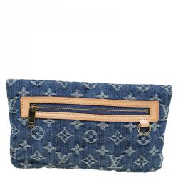 Pre Owned Louis Vuitton Blue Monogram Denim Pochette Clutch