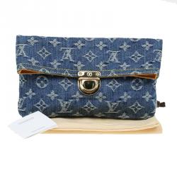 Pre Owned Louis Vuitton Blue Monogram Denim Pochette Clutch