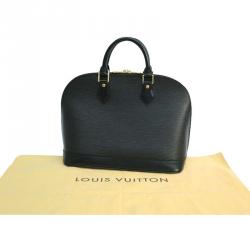 Pre Owned Louis Vuitton Black Leather Alma PM Bag