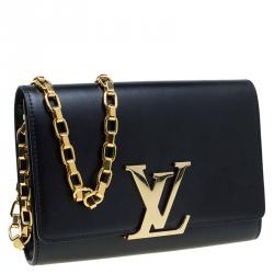 مملوكة مسبقًا Louis Vuitton Black Leather Chain Louise GM Bag
