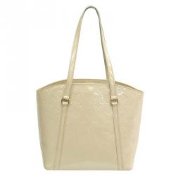 Louis Vuitton Monogram White Cream Vernis Avalon mm Tote Hand Shoulder Bag Pre Owned