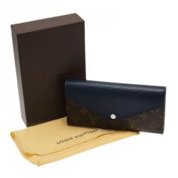 مملوكة مسبقًا محفظة لوي فيتون طويلة ماري-لو كانفاس مونوغرامي وجلد أيبي زرقاء