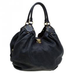 Pre Owned Louis Vuitton Black Monogram Mahina Leather Large Hobo