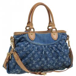 Pre Owned Louis Vuitton Blue Monogram Denim Neo Cabby MM Bag