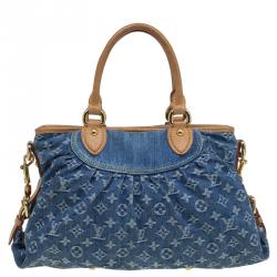 Pre Owned Louis Vuitton Blue Monogram Denim Neo Cabby MM Bag