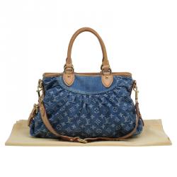 Pre Owned Louis Vuitton Blue Monogram Denim Neo Cabby MM Bag