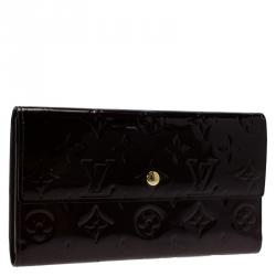 Pre Owned Louis Vuitton Amarante Monogram Vernis Sarah Wallet