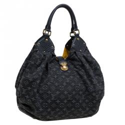 Pre Owned Louis Vuitton Black Monogram Denim Large Mahina Hobo