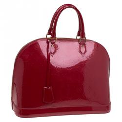 Pre Owned Louis Vuitton Red Monogram Vernis Alma GM Bag