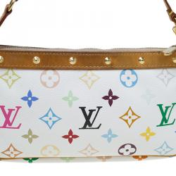 Pre Owned Louis Vuitton White Multicolor Monogram Canvas Pochette Accessoires