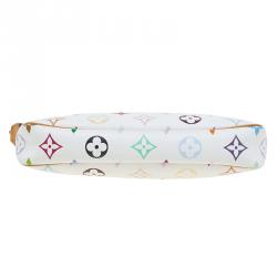 Pre Owned Louis Vuitton White Multicolor Monogram Canvas Pochette Accessoires