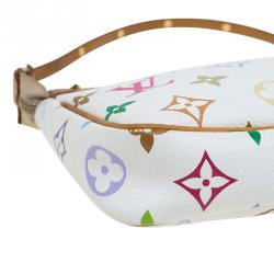 Pre Owned Louis Vuitton White Multicolor Monogram Canvas Pochette Accessoires