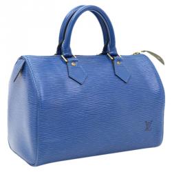 Pre Owned Louis Vuitton Toledo Blue Epi Leather Speedy 25 Bag