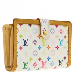 Pre Owned محفظة لوي فيتون محفظة نقود فرنسية كانفاس مونوغرامي متعددة الألوان بيضاء