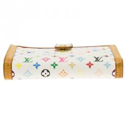 Pre Owned محفظة لوي فيتون محفظة نقود فرنسية كانفاس مونوغرامي متعددة الألوان بيضاء