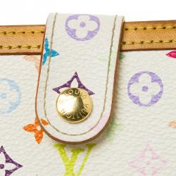 Pre Owned محفظة لوي فيتون محفظة نقود فرنسية كانفاس مونوغرامي متعددة الألوان بيضاء